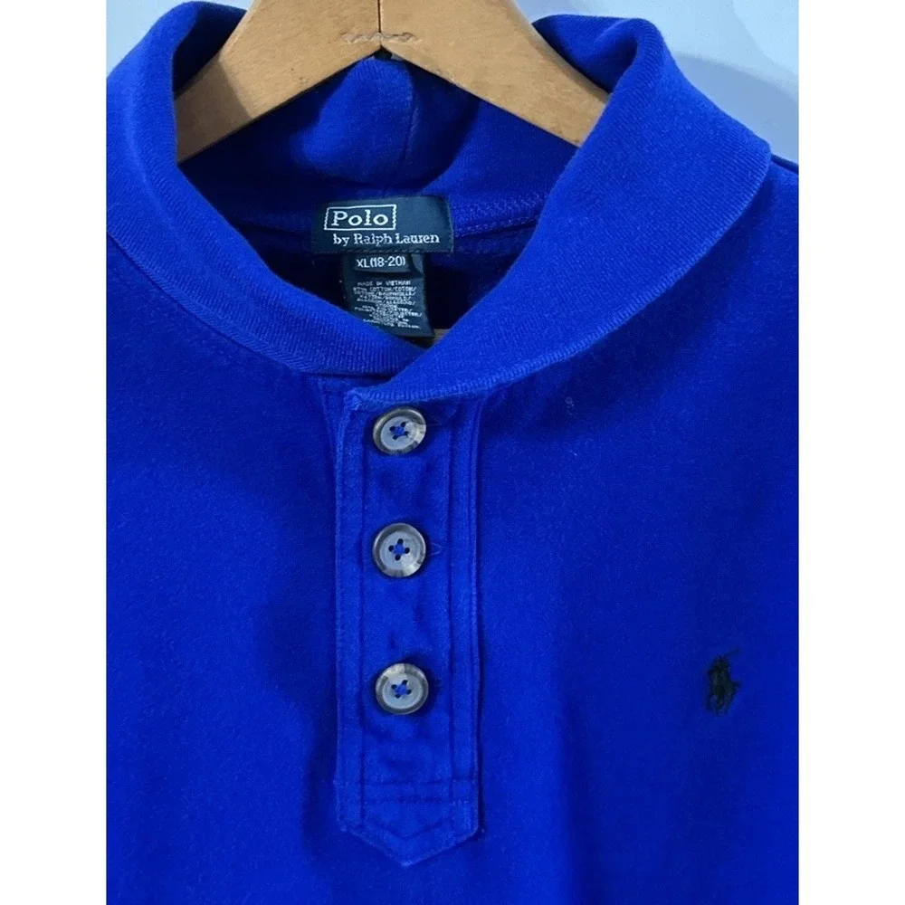 Boys Vintage Polo Ralph Lauren Shawl Collar Sweatshirt Sz XL 18-20 Polo Patch